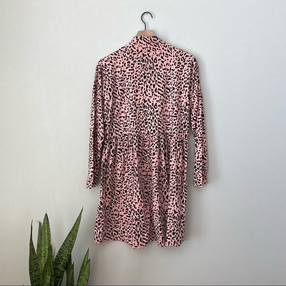Missguided High Neck Jersey Smock Blush Pink Leopard Print Dress - Picture 8 of 8